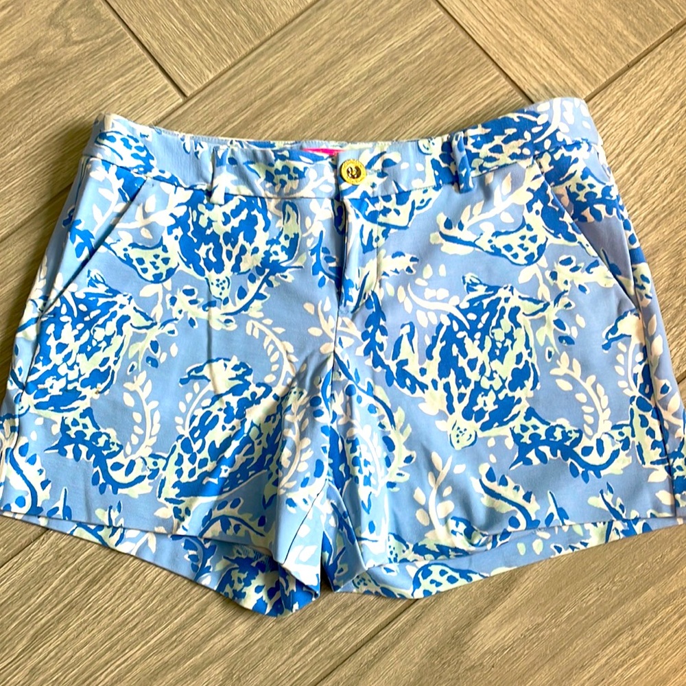 Lilly Pulitzer Callahan Knit Shorts Blue Peri Turtley Awesome Sz 4